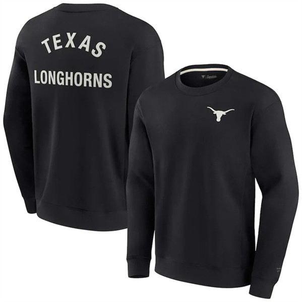 Men's Texas Longhorns Black Super Soft Pullover Crew Sweatshirt